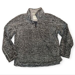 Thread & Supply Sherpa Black & White 1/4 Zip Up Sweater Woman medium